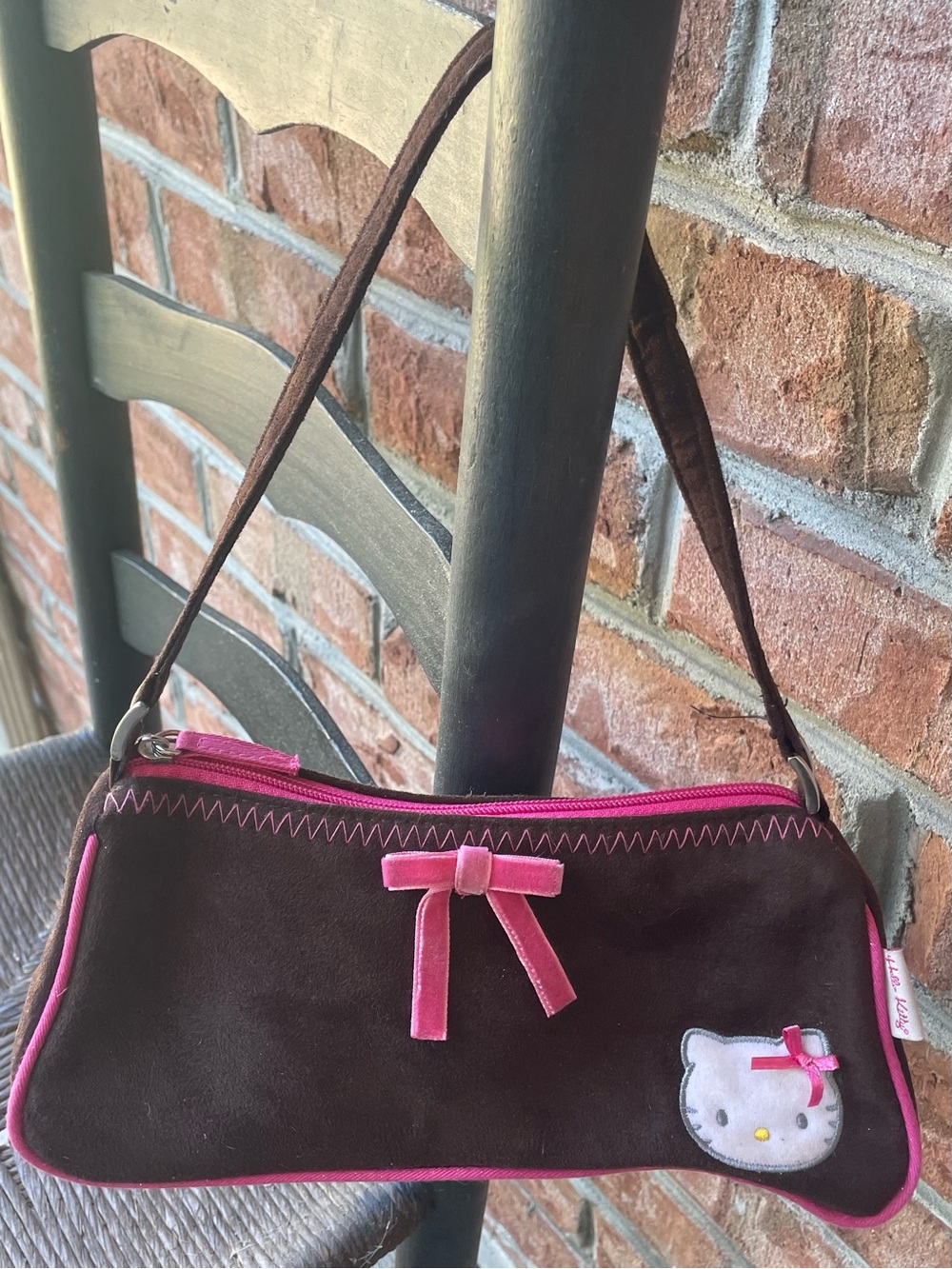 Hello Kitty Brown and Pink Suede Shoulder Bag - Picture 2 of 5
